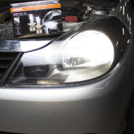 Renault Symbol (Рено Симбол) Замена штатных галогеновых ламп на светодиодные Osram LEDriving HL H4.