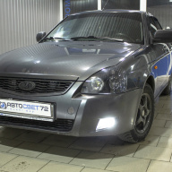 Установка линз в фары LADA Priora и замена птф на светодиодные