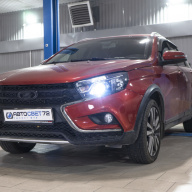 Установка светодиодных линз на Lada Vesta SW Cross