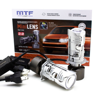 Светодиодные линзы MTF LIGHT MINILENS H4/H19, 12V, 30/45W, 5500K  
